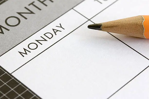 illustration of weekday names in english